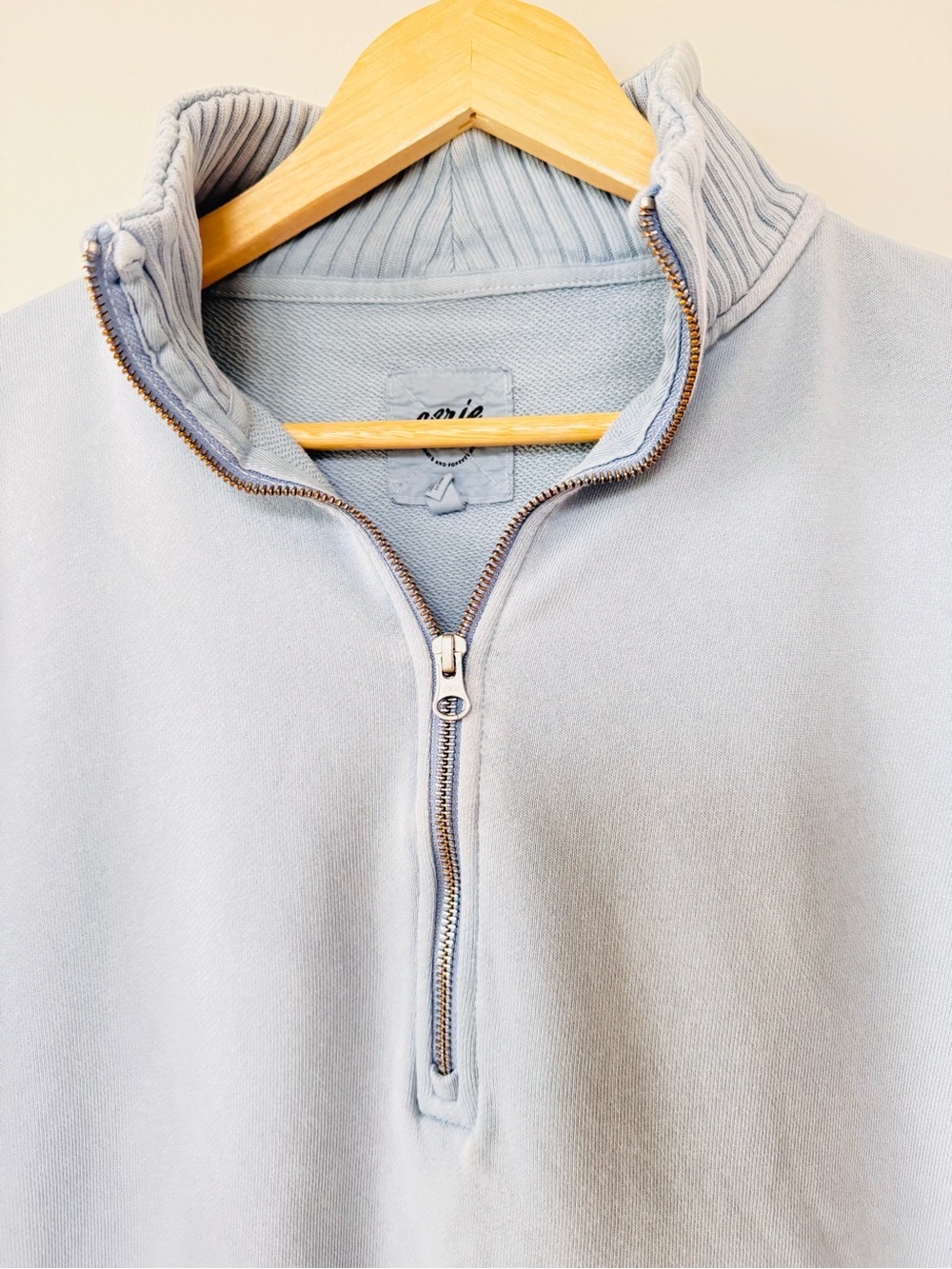 Aerie Blue Half Zip Pullover Sweatshirt Oversized Relaxed Size L/G - Picture 2 of 8